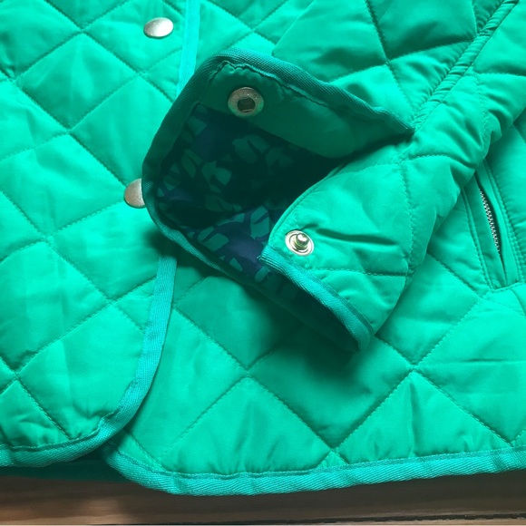 Crown & Ivy Kelly Green and Navy Quilted Jacket, EUC, M - Picture 9 of 15